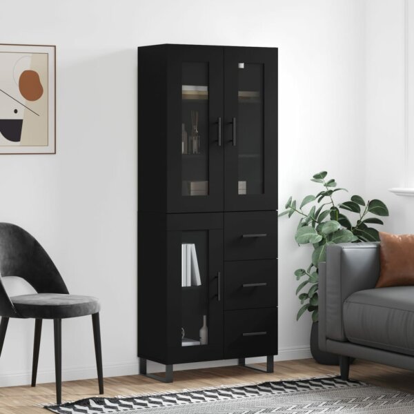 vidaXL Highboard Schwarz 69,5x34x180 cm Holzwerkstoff