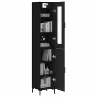 vidaXL Highboard Schwarz 34,5x34x180 cm Holzwerkstoff