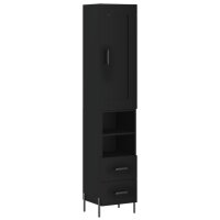 vidaXL Highboard Schwarz 34,5x34x180 cm Holzwerkstoff