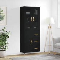 vidaXL Highboard Schwarz 69,5x34x180 cm Holzwerkstoff