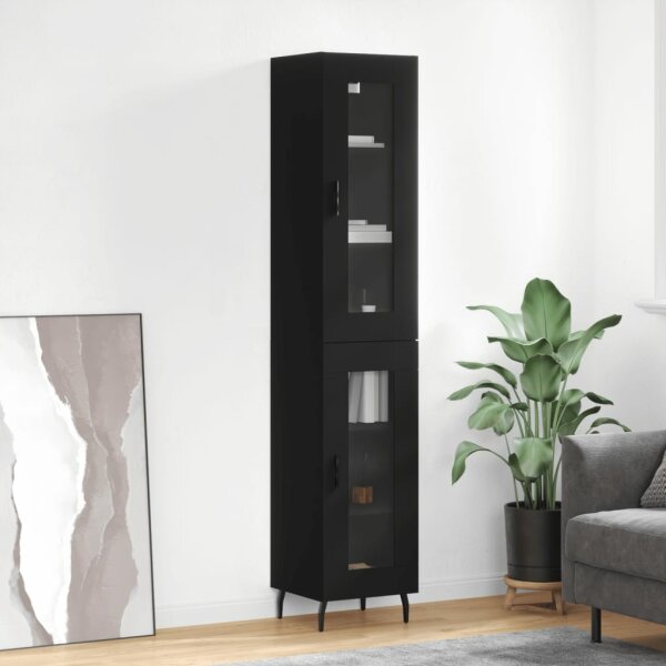 vidaXL Highboard Schwarz 34,5x34x180 cm Holzwerkstoff