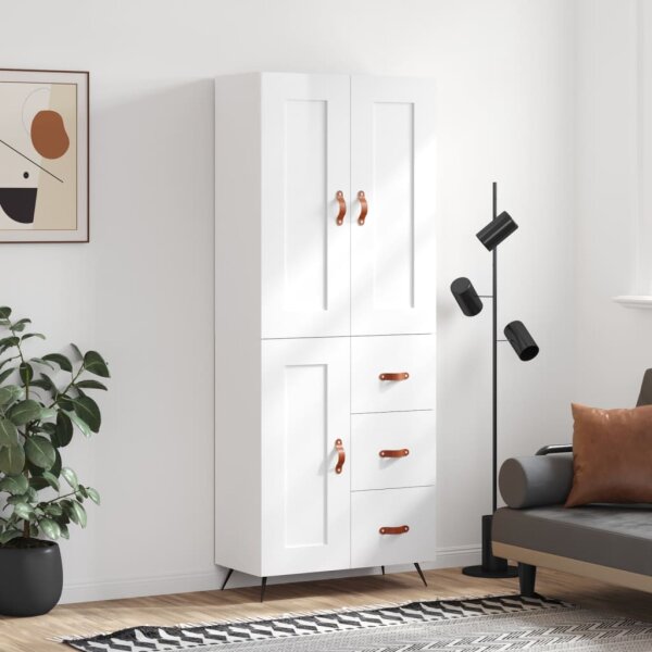 vidaXL Highboard Hochglanz-Wei&szlig; 69,5x34x180 cm Holzwerkstoff