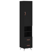 vidaXL Highboard Schwarz 34,5x34x180 cm Holzwerkstoff