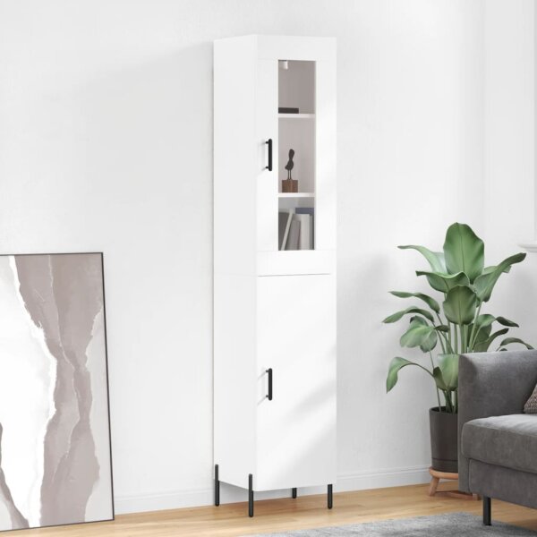 vidaXL Highboard Hochglanz-Wei&szlig; 34,5x34x180 cm Holzwerkstoff