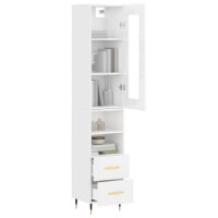 vidaXL Highboard Hochglanz-Wei&szlig; 34,5x34x180 cm Holzwerkstoff