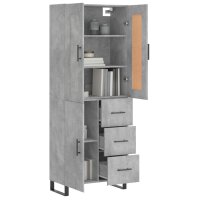 vidaXL Highboard Betongrau 69,5x34x180 cm Holzwerkstoff