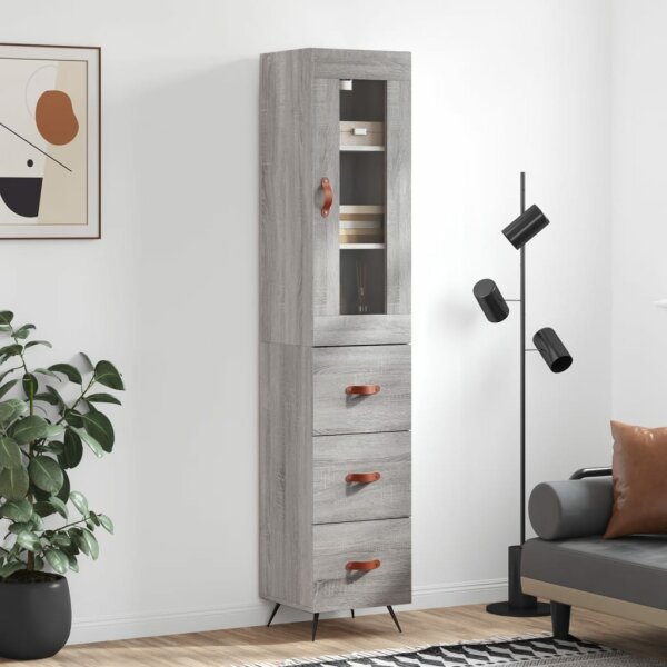 vidaXL Highboard Grau Sonoma 34,5x34x180 cm Holzwerkstoff