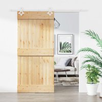 vidaXL Schiebetür mit Beschlag 90x210 cm Massivholz...