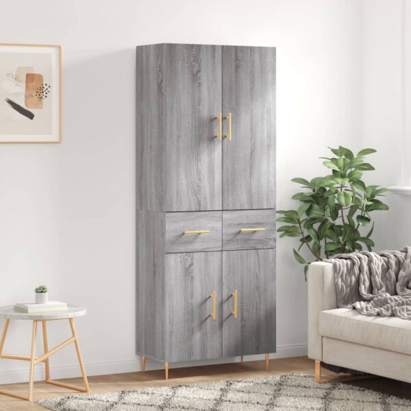 vidaXL Highboard Grau Sonoma 69,5x34x180 cm Holzwerkstoff