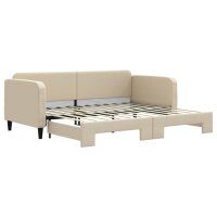 vidaXL Tagesbett Ausziehbar Creme 90x200 cm Stoff