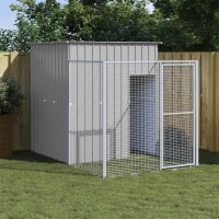 vidaXL Hundehütte mit Auslauf Hellgrau 165x251x181...