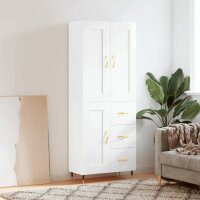 vidaXL Highboard Hochglanz-Wei&szlig; 69,5x34x180 cm Holzwerkstoff