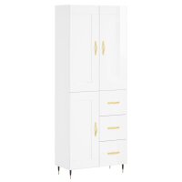 vidaXL Highboard Hochglanz-Wei&szlig; 69,5x34x180 cm Holzwerkstoff