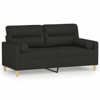 vidaXL 2-Sitzer-Sofa mit Zierkissen Schwarz 140 cm Stoff