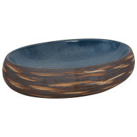 vidaXL Aufsatzwaschbecken Braun und Blau Oval 59x40x15 cm Keramik
