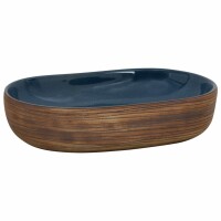 vidaXL Aufsatzwaschbecken Braun und Blau Oval 59x40x14 cm...