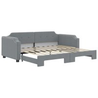 vidaXL Tagesbett Ausziehbar Hellgrau 90x190 cm Stoff