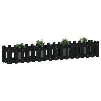 vidaXL Hochbeet Latten-Design Schwarz 200x30x30 cm Massivholz Kiefer