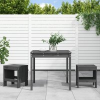 vidaXL 3-tlg. Garten-Bistro-Set Grau Massivholz Kiefer