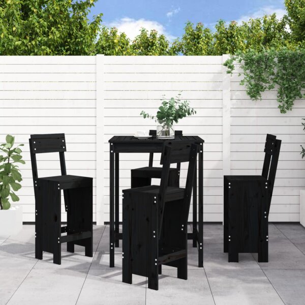 vidaXL 5-tlg. Gartenbar-Set Schwarz Massivholz Kiefer