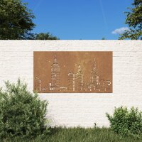 vidaXL Garten-Wanddeko 105x55 cm Cortenstahl Skyline-Design