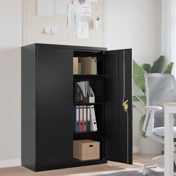 vidaXL Aktenschrank Schwarz 90x40x140 cm Stahl