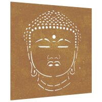 vidaXL Garten-Wanddeko 55x55 cm Cortenstahl Buddha-Kopf