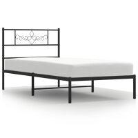 vidaXL Bettgestell mit Kopfteil Metall Schwarz 75x190 cm