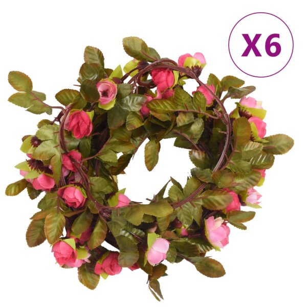 vidaXL K&uuml;nstliche Blumengirlanden 6 Stk. Rose 215 cm
