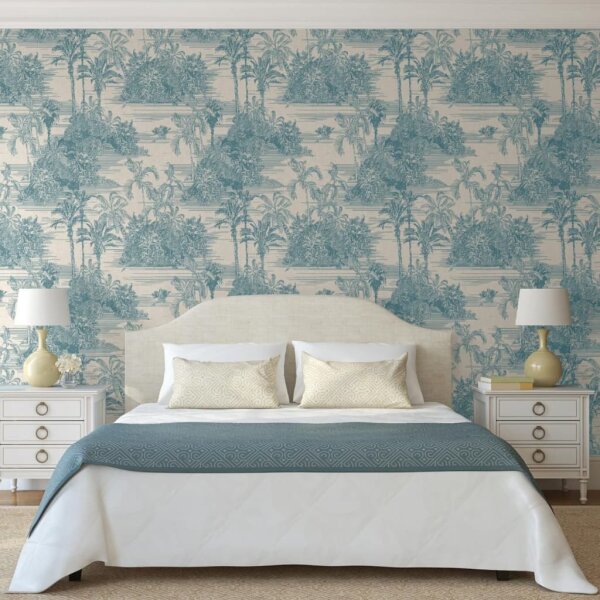 DUTCH WALLCOVERINGS Tapete Tropical Beige und Hellblau