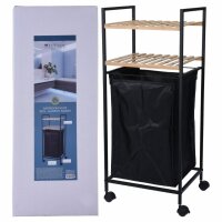 Bathroom Solutions Regal mit 2 Böden und Wäschekorb Bambus 89,5 cm