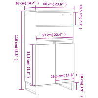 vidaXL Highboard R&auml;uchereiche 60x36x110 cm Holzwerkstoff