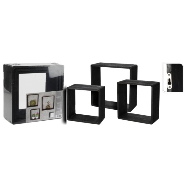 H&amp;S Collection 3-tlg. Holzregal-Set 28,5x28,5x12 cm Schwarz