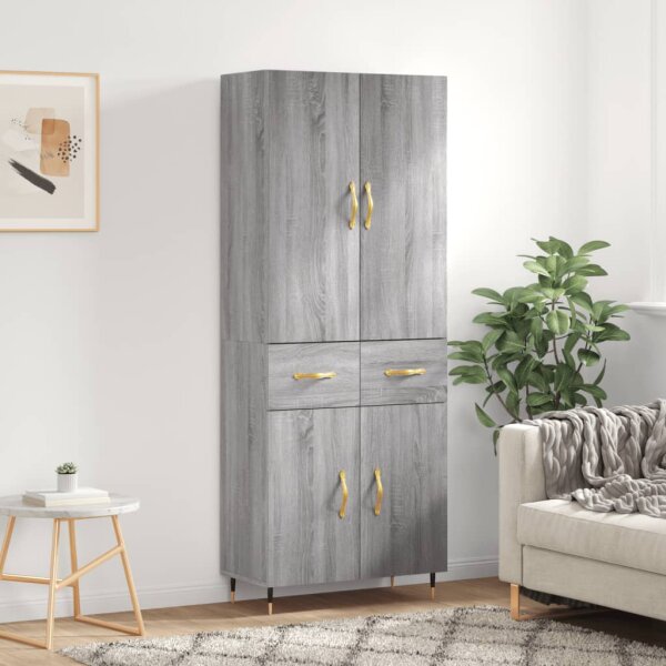 vidaXL Highboard Grau Sonoma 69,5x34x180 cm Holzwerkstoff