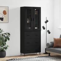 vidaXL Highboard Schwarz 69,5x34x180 cm Holzwerkstoff