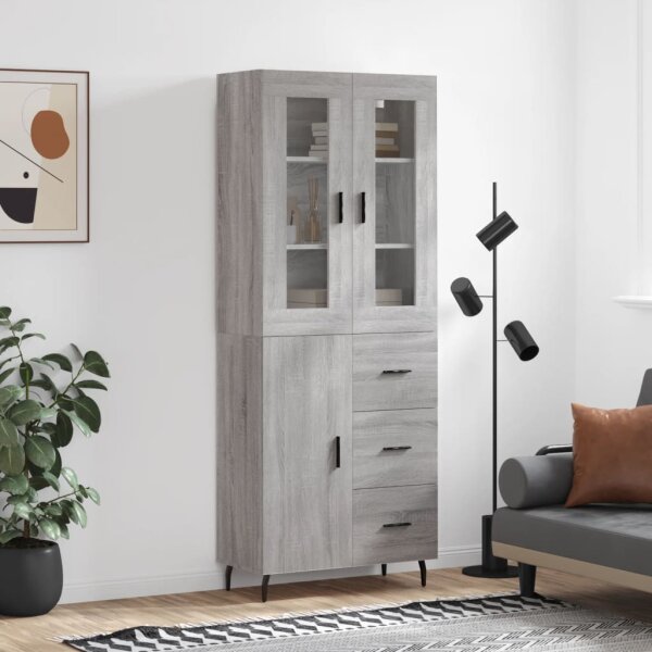 vidaXL Highboard Grau Sonoma 69,5x34x180 cm Holzwerkstoff