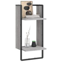 vidaXL Wandregal mit Stange Grau Sonoma 30x25x65 cm