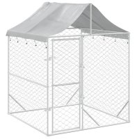 vidaXL Outdoor-Hundezwinger mit Dach Silber 2x2x2,5 m...