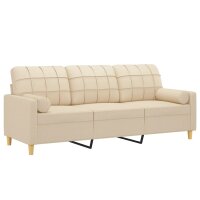 vidaXL 3-Sitzer-Sofa mit Zierkissen Creme 180 cm Stoff