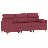 vidaXL 3-Sitzer-Sofa mit Zierkissen Weinrot 180 cm Stoff