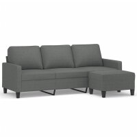 vidaXL 3-Sitzer-Sofa mit Hocker Dunkelgrau 180 cm Stoff