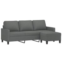 vidaXL 3-Sitzer-Sofa mit Hocker Dunkelgrau 180 cm Stoff