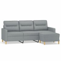 vidaXL 3-Sitzer-Sofa mit Hocker Hellgrau 180 cm Stoff