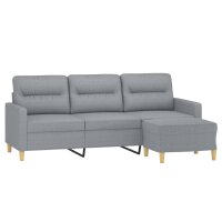 vidaXL 3-Sitzer-Sofa mit Hocker Hellgrau 180 cm Stoff