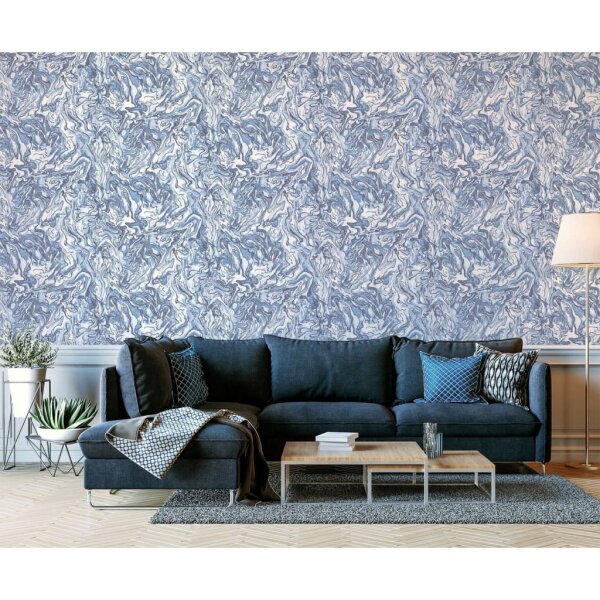 DUTCH WALLCOVERINGS Tapete Liquid Marble Blau