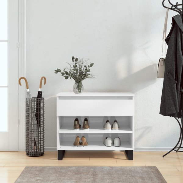 vidaXL Schuhregal Hochglanz-Weiß 70x36x60 cm Holzwerkstoff