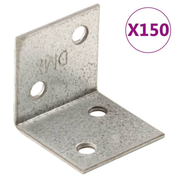 vidaXL Winkelhalterungen 150 Stk. 2 mm 30x25x30 mm Verzinkter Stahl