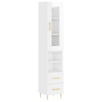 vidaXL Highboard Hochglanz-Weiß 34,5x34x180 cm...