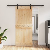vidaXL Schiebetür mit Beschlag 90x210 cm Massivholz...