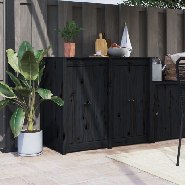 vidaXL T&uuml;ren f&uuml;r Outdoor-K&uuml;che 2 Stk. Schwarz 50x9x82 cm Kiefernholz